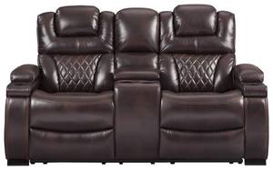 lot 37 image: Signature Design By Ashley Warnerton Power Reclining Loveseat with Console, 7540718.
