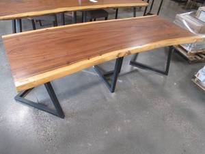 lot 2 image: Large Solid Wood Live Edge Walnut KitchenDining Table With Bases. (192602362) Approximate Dimensions 104 in. x 42 in. x 2.5 in. - $900.00 RESERVE