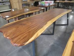 lot 3 image: Large Solid Wood Live Edge Walnut KitchenDining Table With Bases. (192602362) Approximate Dimensions 126 in. x 42 in. x 2.5 in. - $1,000.00 RESERVE
