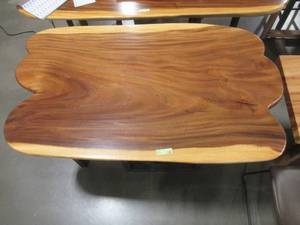 lot 5 image: Large Solid Wood Live Edge Walnut KitchenDining Table With Bases. (192602362) Approximate Dimensions 60 in. x 36 in. x 2.5 in. - $700.00 RESERVE
