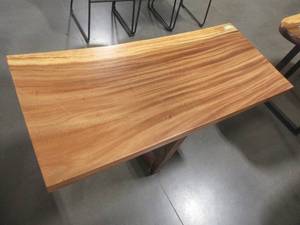 lot 6 image: Solid Wood Live Edge Walnut Living RoomVanity Table With Bases. (192602362) Approximate Dimensions 48 in. x 21 in. x 2.5 in. - $450.00 RESERVE