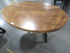 lot 8 image: Solid Wood Live Edge Elliptic Walnut CoffeeTable With Base. (192602362) Approximate Dimensions 52 in. x 28 in. x 2.0 in. - $400.00 RESERVE