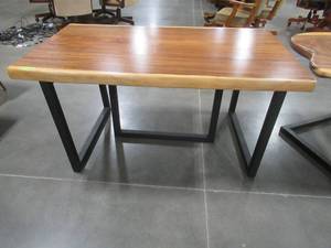 lot 11 image: Large Solid Wood, Walnut KitchenDining Table With Bases. (192602362) Approximate Dimensions 60 in. x 36 in. x 2.5 in. - $400.00 RESERVE