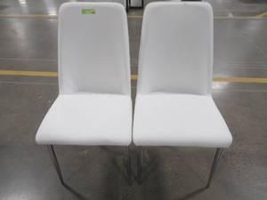 lot 19 image: Monarch DINING CHAIR - 2PCS  37H  WHITE LEATHER-LOOK  CHROME, 1033.