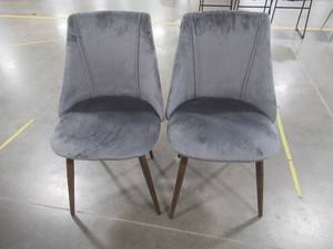 lot 25 image: Grey Dining Chair Velvet Accent Upholstered Side Chairs (Set of 2), 20GX-A74235F124.
