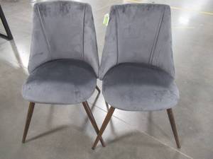 lot 26 image: Grey Dining Chair Velvet Accent Upholstered Side Chairs (Set of 2), 20GX-A74235F124.