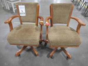 lot 27 image: Coaster Furniture Mitchell Upholstered Arm Game Chair Olive-brown and Amber (Set of 2), 100952