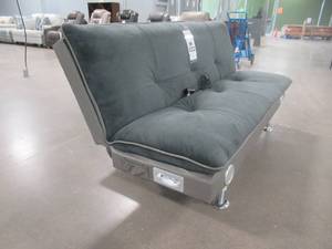 lot 319 image: Coaster Olson Sofa Bed with Bluetooth Speakers in Gray 500046