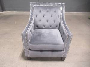 lot 324 image: Abbyson Living Valerie Nailhead Tufted Accent Chair Gray WN-050F-GRY
