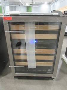 lot 54 image: Vinotemp Connoisseur Series 46 Bottle Dual Zone Wine Cooler in Stainless Steel, EL-46WCST. - Missing Keys.