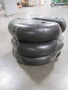 lot 81 image: Set of 3 Quik Shade 5 lb Stackable Canopy Weights for Securing Canopies, Tents, and Umbrellas at Outside Events.