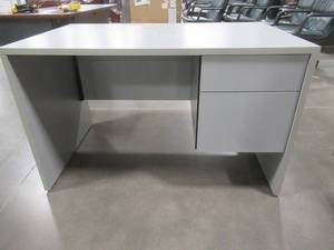 lot 83 image: 2 Drawer Office Desk in Grey - Slight Scratch and Dent.