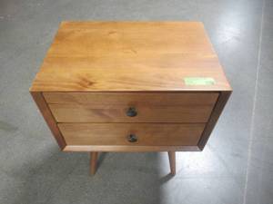 lot 350 image: Walker Edison Mid in Century 2 Drawer Solid Wood Nightstand in Caramel BR25MC2DCA