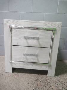 lot 107 image: Signature Design By Ashley Altyra Nightstand With 2 Drawers - Slight Cracks on Top Drawer.