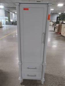 lot 114 image: Home Decorators Collection Aberdeen 20-34 in. W x 14-12 in. D x 60 in. H Bathroom Linen Cabinet in Dove Grey. 8104000270.