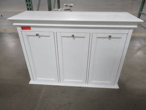 lot 131 image: Home Decorators Collection Hampton Harbor 37 in. Triple Tilt-Out Hamper in White. - Slight Scratch and Dent.