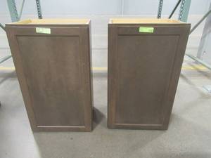 lot 133 image: Pair of Shaker Assembled 18x30x12 in. Wall Kitchen Cabinets in Brindle. - Scratch and Dent.