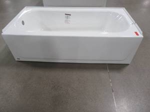 lot 142 image: Bootz Maui 60 in. Left Drain Rectangular Alcove Soaking Bathtub in White, 011-3341-00. - Slight Enamel Damage.