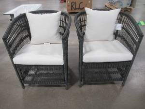 lot 150 image: Threshold Mulberry 2pk Patio Club Chairs - Black, 009-00-5312.