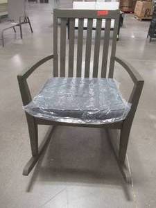 lot 154 image: Noble House Montrose Grey Acacia Wood Outdoor Patio Rocking Chair with Dark Grey Cushion, 55114.