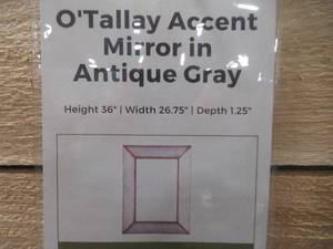 lot 652 image: Ashley Furniture OTallay Accent Mirror in Antique Gray A8010020
