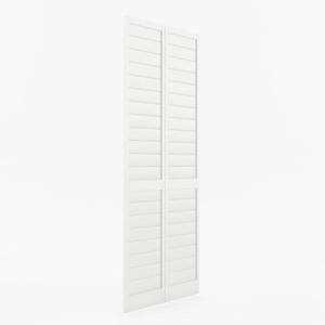 lot 166 image: Eightdoors 36 in. x 80 in. x 1 in. White Finished Pine Wood Shaker Bi-Fold Louver. May be missing hardware.