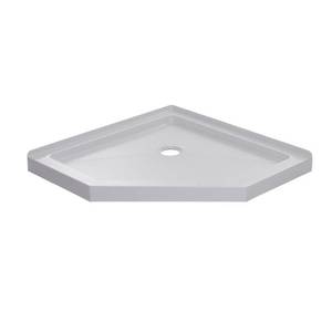 lot 169 image: Foremost 38 in. x 38 in. Single Threshold Neo Angle Shower Base in White, 3838NA-W.