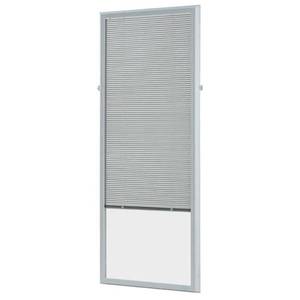 lot 162 image: ODL 0.59-in Cordless White Aluminum Door Mini Blinds (Fits glass sizes 21-34-in to 22-in W and 65-34-in to 66-in H) BWM206401.