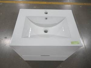 lot 254 image: Vanityfus 24 in. W x 18 in. D Bath Vanity in Matte White with Vanity Top in White with White Basin VF-1924 WH
