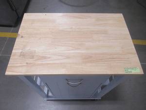 lot 257 image: Baxton Studio Yonkers Gray Kitchen Cart with Wood Top 28862-6121-HD