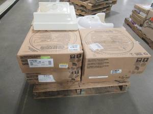 lot 179 image: WHOLESALE MIXED PALLET OF MISCELLANEOUS BATHROOM SINKS AND MORE