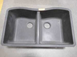 lot 183 image: Blanco Diamond Undermount Granite Composite 32 in. Equal Double Bowl Kitchen Sink in Anthracite, 440184.
