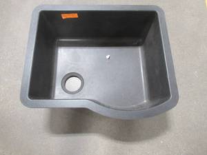 lot 185 image: Swan Undermount Granite 24 in. 0-Hole Single Bowl Kitchen Sink in Nero, QU02522SB.077.