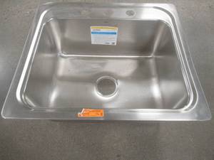 lot 187 image: Moen 1800 Series Drop-In Stainless Steel 25 in. 3-Hole Single Basin Kitchen Sink, G181953Q.