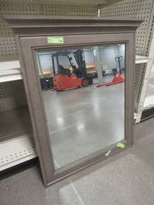 lot 225 image: Home Decorators Collection Albright 30 in. W x 34 in. H Framed Wall Mirror in Winter Gray 19FVM3034.
