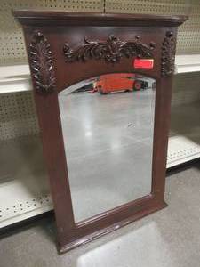 lot 226 image: 22 in. W x 32 in. H Framed Rectangular Bathroom Vanity Mirror in Antique Cherry.