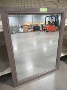 lot 228 image: 25.67 in. W x 31.38 in. H Single Framed Wall Mirror in Taupe Gray.