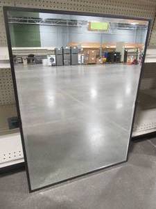 lot 231 image: Elevate 32.5 in. x 27.63 in. Framed Rectangle Mirror in Matte Black With Beveled Glass.