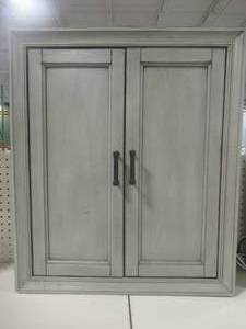 lot 239 image: Hazelton 25 in. W Bathroom Storage Wall Cabinet in Antique Grey.
