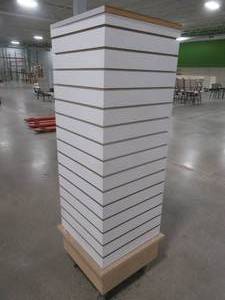 lot 196 image: Retail Display Cabinet (Hook and Tag) 360 Degree Stationary Square Tower. 18 x 18 x 58 14 Tall.