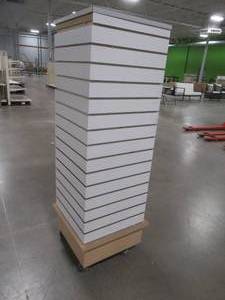 lot 197 image: Retail Display Cabinet (Hook and Tag) 360 Degree Stationary Square Tower. 18 x 18 x 58 14 Tall.
