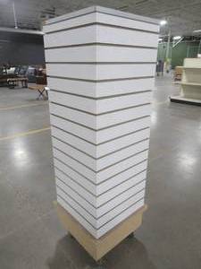 lot 198 image: Retail Display Cabinet (Hook and Tag) 360 Degree Stationary Square Tower. 18 x 18 x 58 14 Tall.