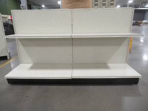 lot 418 image: 2 Retail Double-Sided Gondola Units With Accessories. Each Unit is 48 x 28 x 54 Tall.