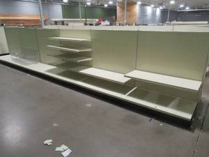 lot 423 image: 6 Retail Double-Sided Gondola Units With Accessories. Each Unit is 48 x 28 x 54 Tall.