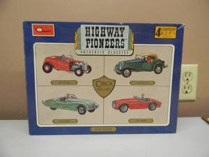 lot 15 image: RARE Highway Pioneers Authentic Classics Set of 4 1932 Hot Rod. 1952 MGTD. 1953 Jaguar. 1952 Ferrari. STILL IN PLASTIC