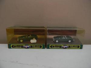 lot 37 image: AWESOME Set of 2 Corgi Classics D731 MGA Open Top 1-43 scale in Racing Green