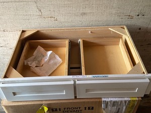 lot 32 image: (2) Unused AristoKraft VD733 Double-Drawer Vanity Drawer Sets