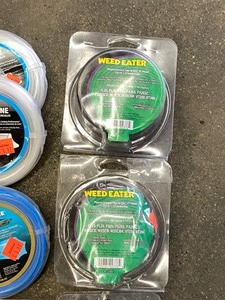lot 35 image: Box Of Assorted String Trimmer Refill Line Spools, Weed Eater Pre-Loaded Trimmer Heads, Etc --- See All Pictures