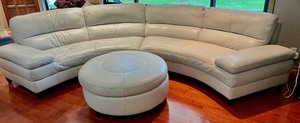 lot 3 image: Franchesca by Macys Leather Sofa and OttomanCoffee Table