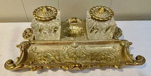 lot 54 image: Vintage Double Ink Well Tray